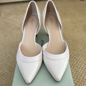 Retro white patent leather shoes pumps
